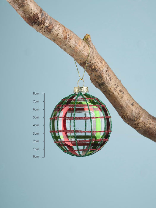 Six Tartan Embellished Baubles