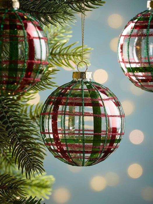 Six Tartan Embellished Baubles