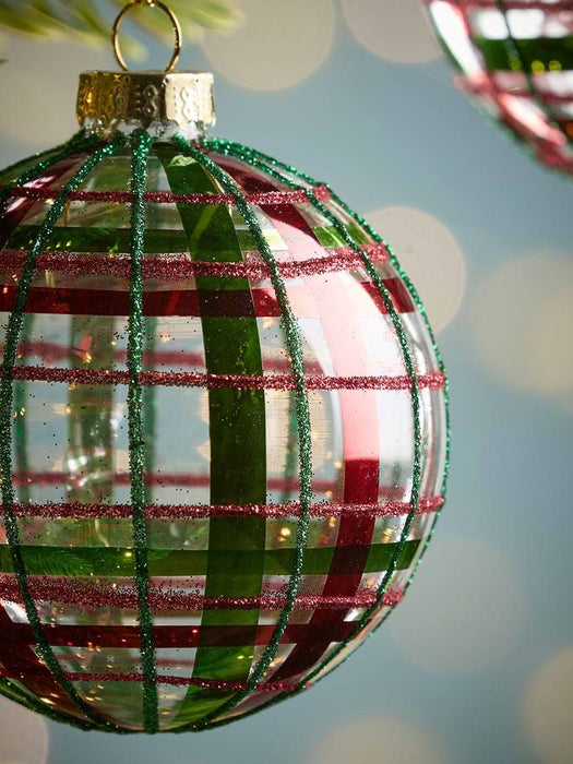 Six Tartan Embellished Baubles