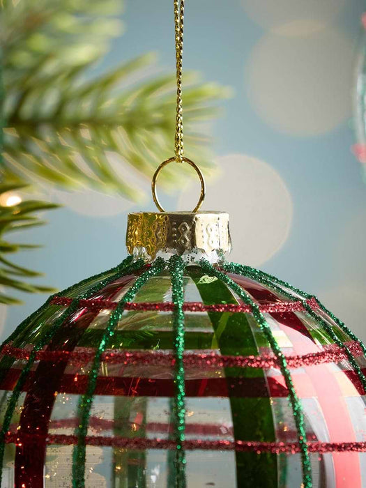 Six Tartan Embellished Baubles