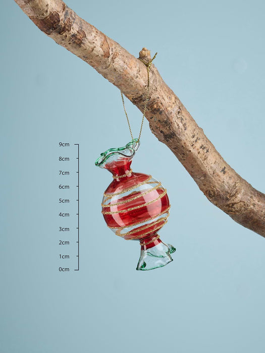 Six Hanging Striped Glass Sweets