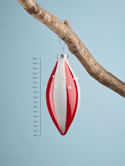 Four Jolly Stripe & Pearl Glass Drops