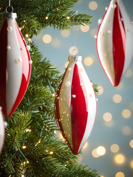 Four Jolly Stripe Pearl Glass Drops