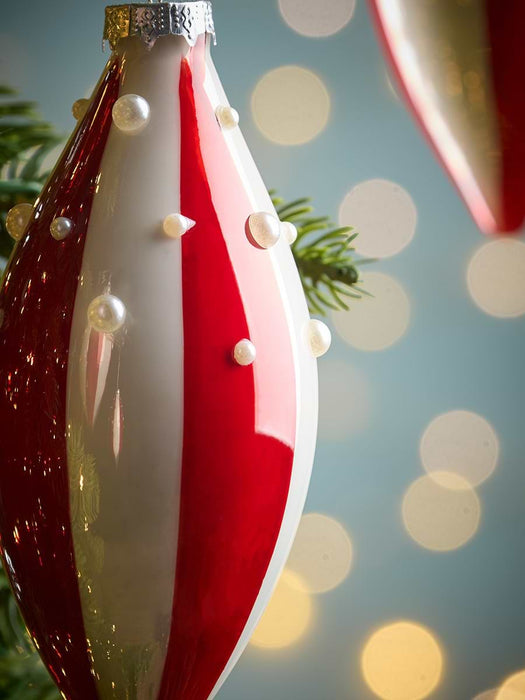 Four Jolly Stripe & Pearl Glass Drops