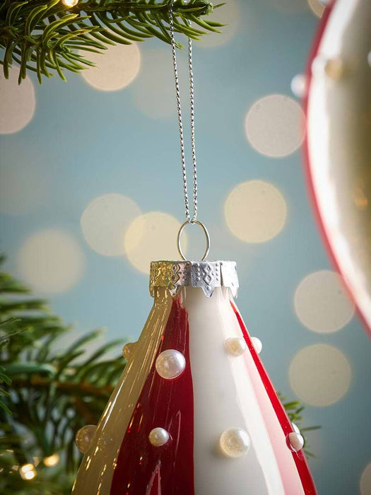 Four Jolly Stripe & Pearl Glass Drops