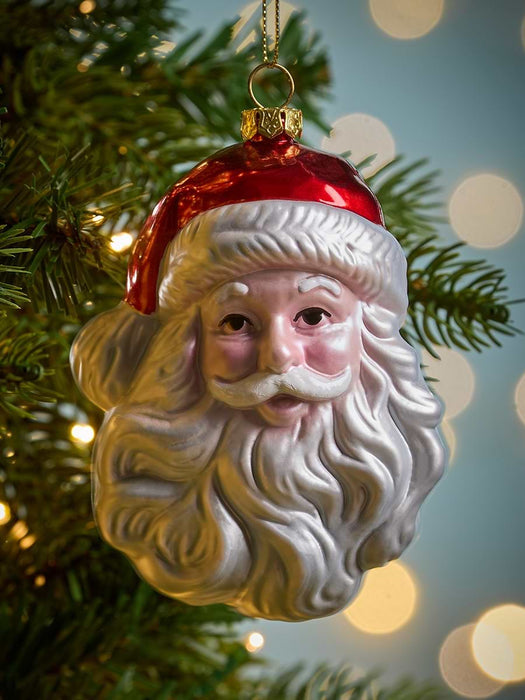 Six Jolly Santa Head Baubles