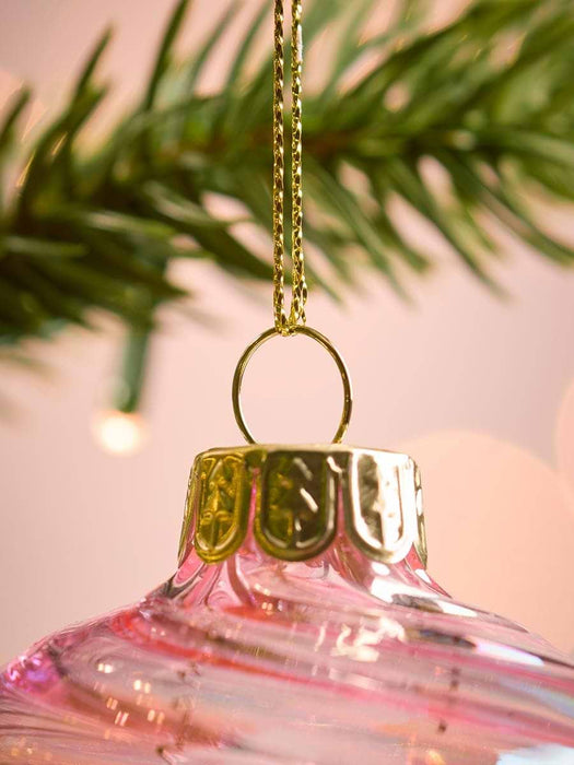 Six Swirly Iridescent Glass Baubles