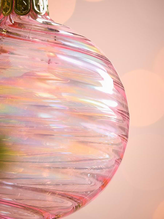 Six Swirly Iridescent Glass Baubles