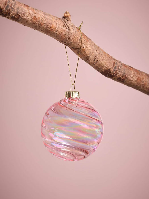 Six Swirly Iridescent Glass Baubles