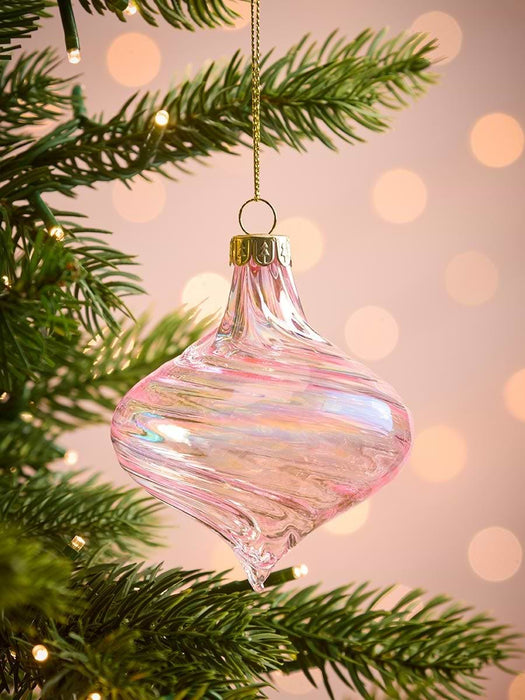 Six Swirly Iridescent Glass Drops