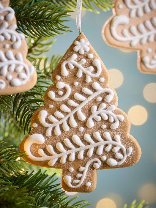 Six Hanging Iced Gingerbread Trees