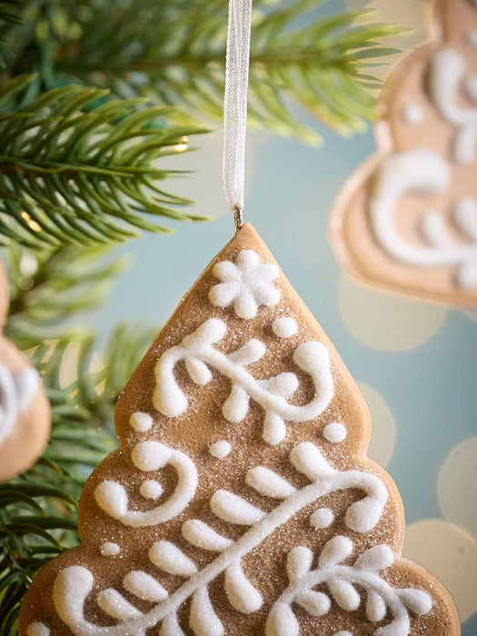 Six Hanging Iced Gingerbread Trees