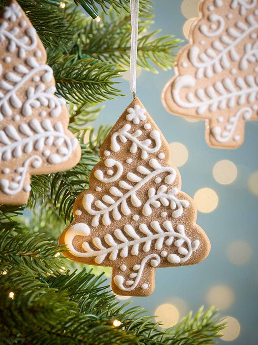 Six Hanging Iced Gingerbread Trees