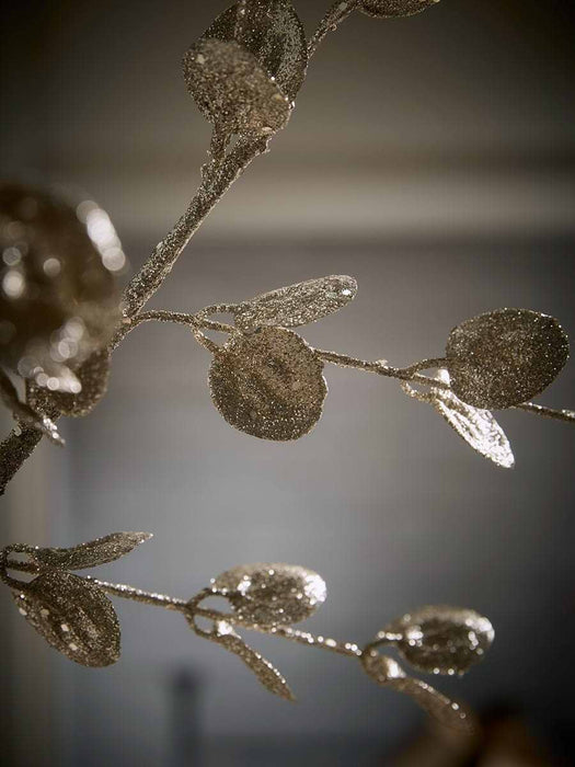 Three Champagne Glitter Mini Leaf Stems