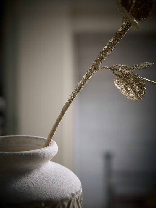 Three Champagne Glitter Mini Leaf Stems