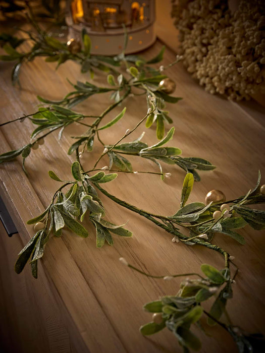 Gold White Berries Mistletoe Garland