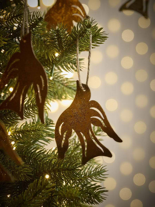 Six Gold Metal Hanging Swallows