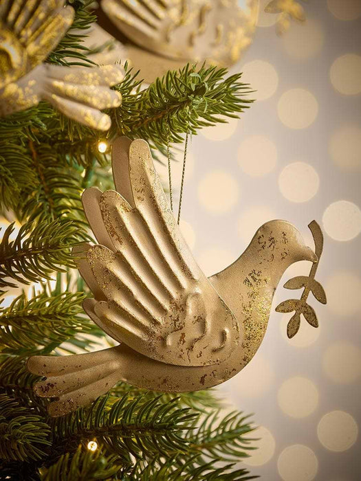 Six Gold Metal Flying Doves