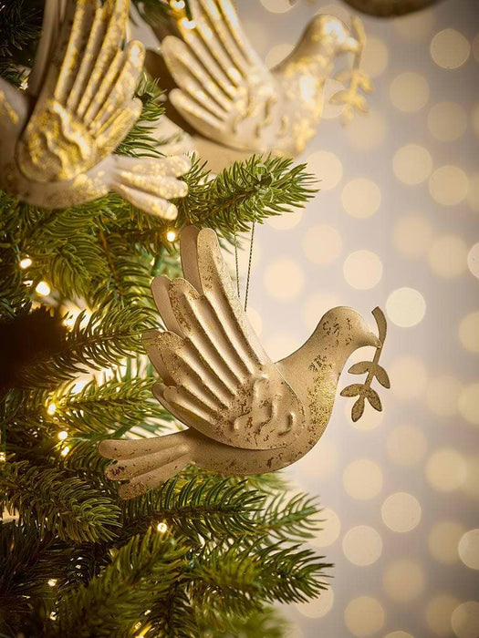 Six Gold Metal Flying Doves