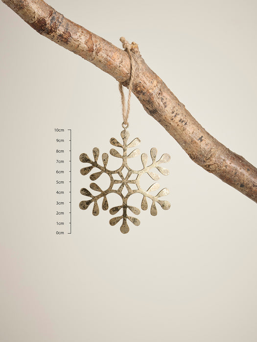 Four Gold Metal Hanging Snowflakes