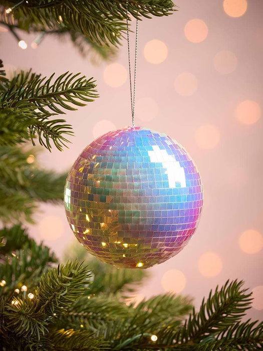 Three Shatterproof Iridescent Disco Ball Baubles - Small