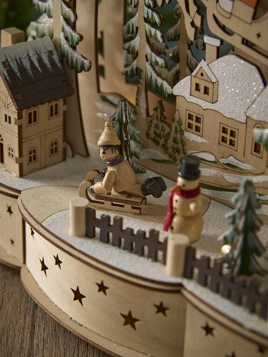 Wooden Lit Santa Sleigh