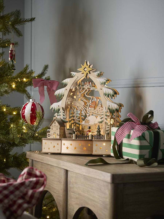 Wooden Lit Santa Sleigh