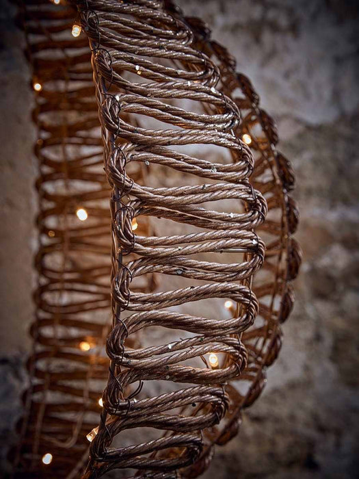 Golden Faux Wicker Lit Globe
