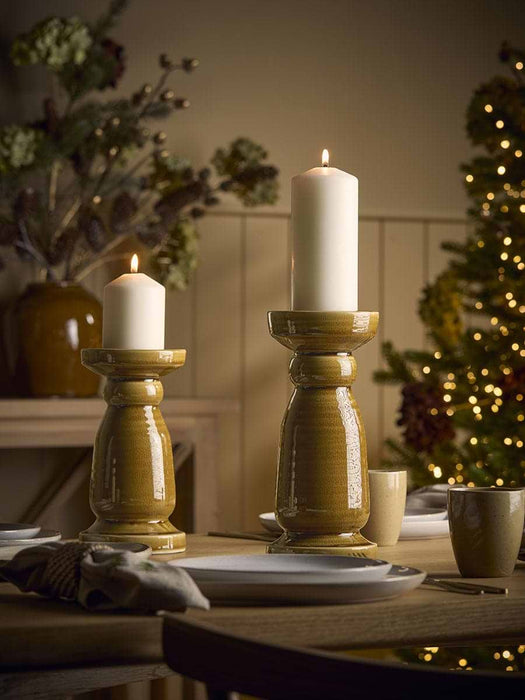 Crackle Glazed Candlestick Holder - Large