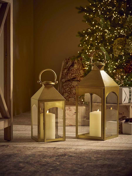 Antiqued Gold Hanging Lantern - Small