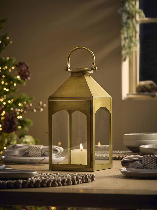 Antiqued Gold Hanging Lantern - Small