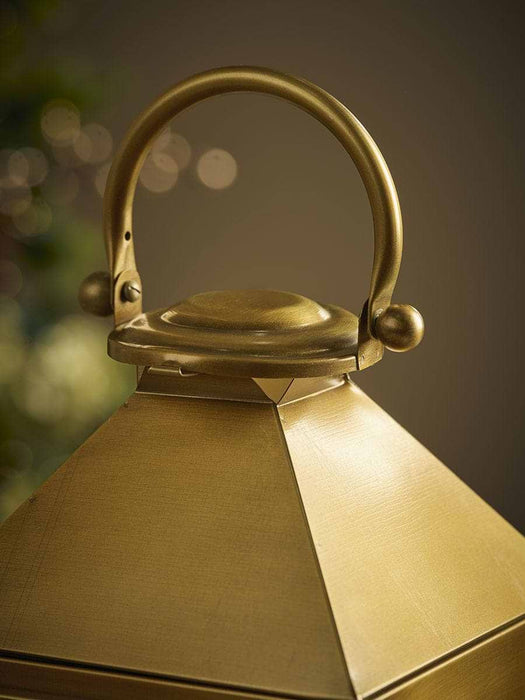 Antiqued Gold Hanging Lantern - Small
