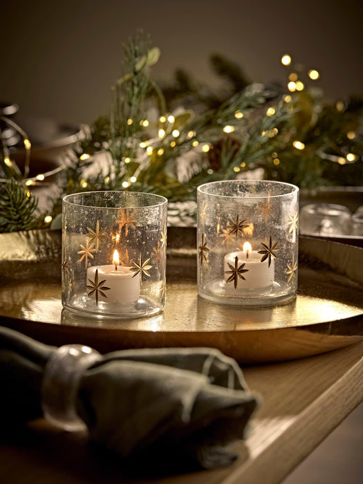 Two Snowflake Candle Holders