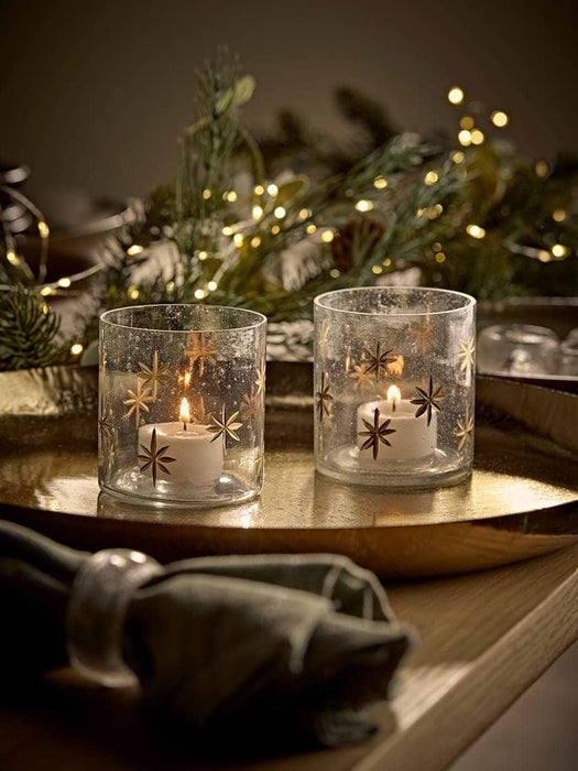 Two Snowflake Candle Holders