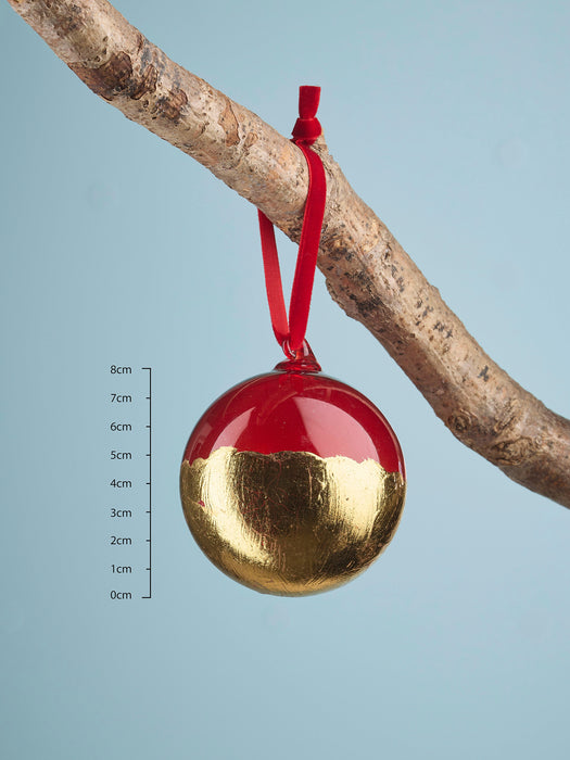 Three Luxe Glass Gold Dipped Bauble