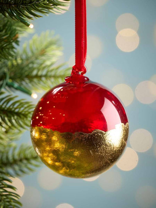 Three Luxe Glass Gold Dipped Bauble