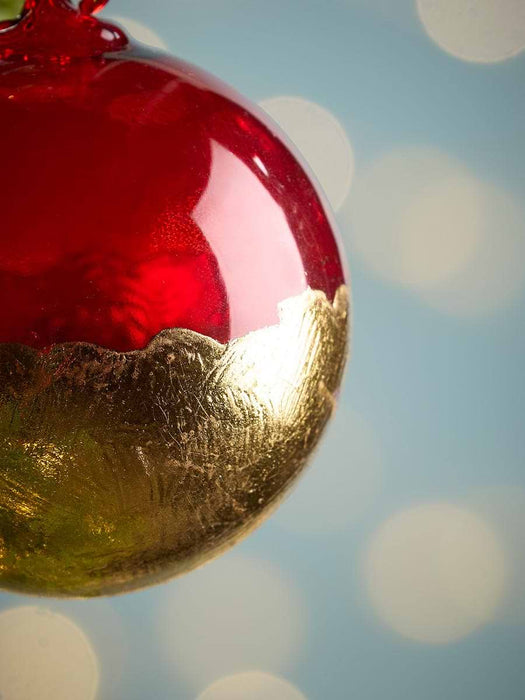 Three Luxe Glass Gold Dipped Bauble