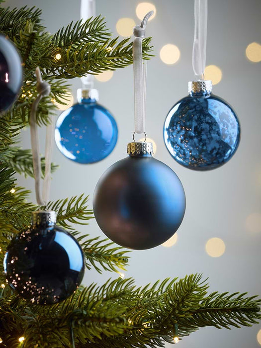 Glass Bauble Selection - Midnight Blue