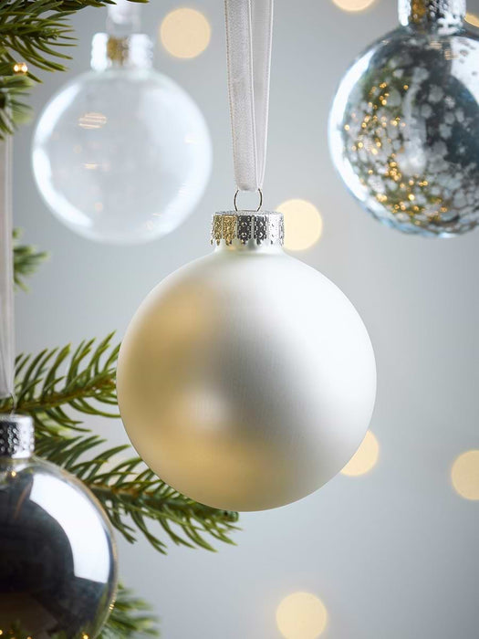 Glass Bauble Selection - Silver