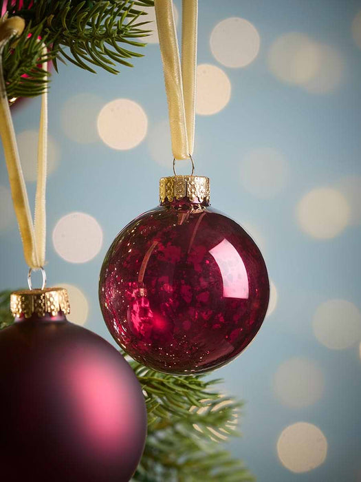 Glass Bauble Selection - Burgundy