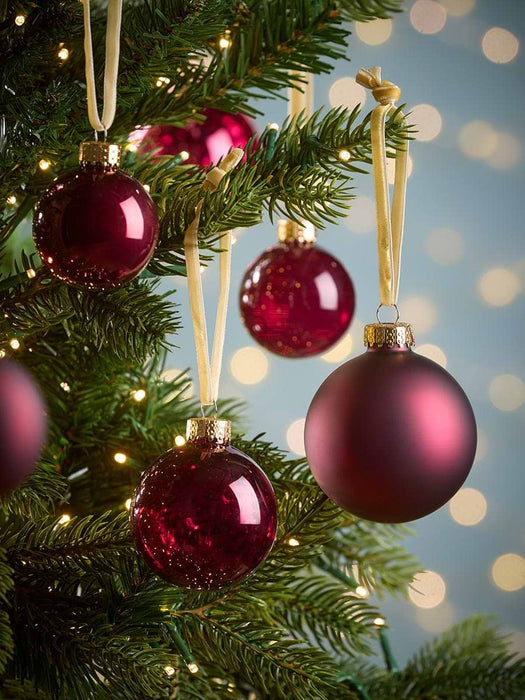 Glass Bauble Selection - Burgundy
