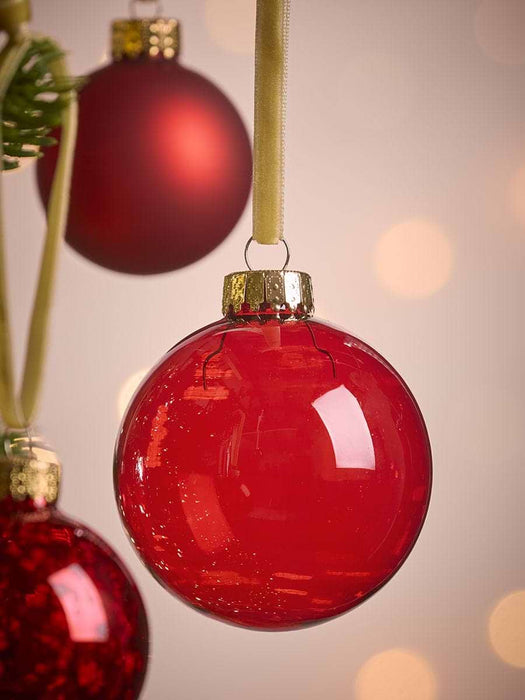 Glass Bauble Selection - Jolly Red