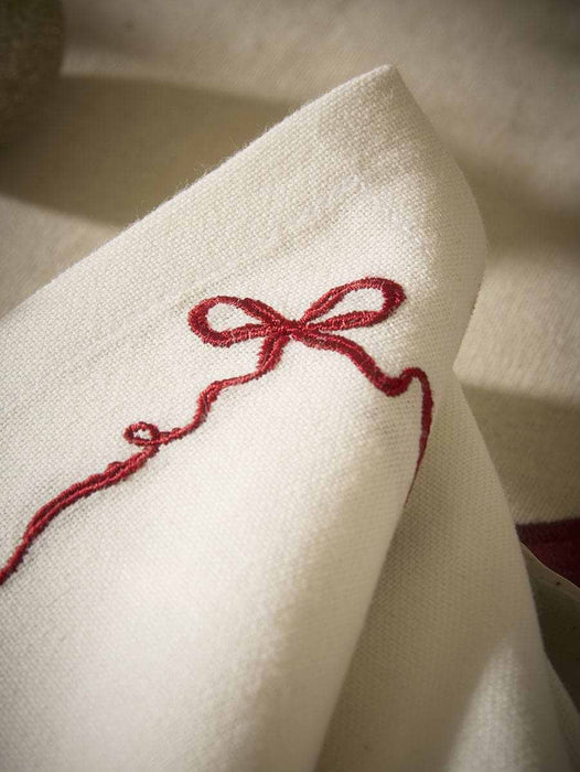 Four Embroidered Festive Bow Napkins