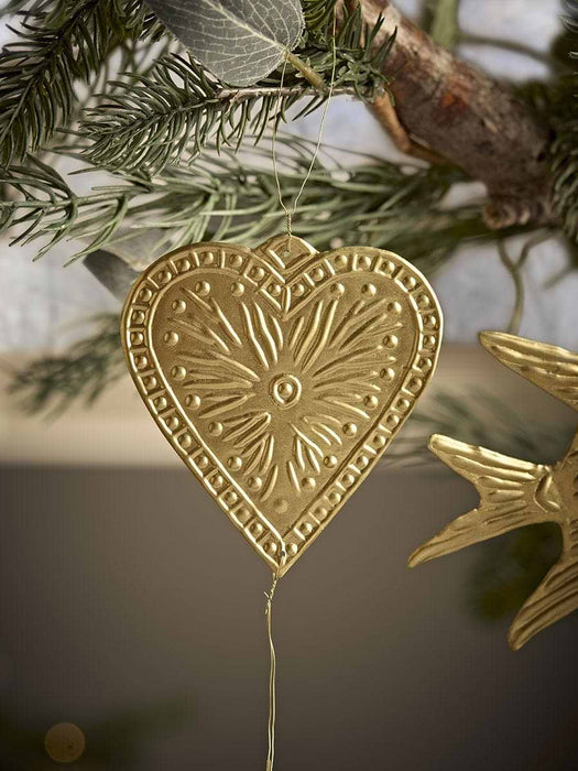 Set of Three Festive Brass Hanging Decorations