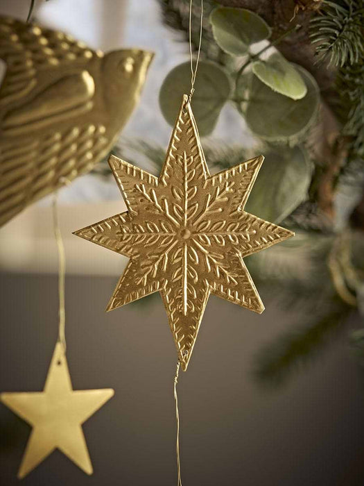 Set of Three Festive Brass Hanging Decorations