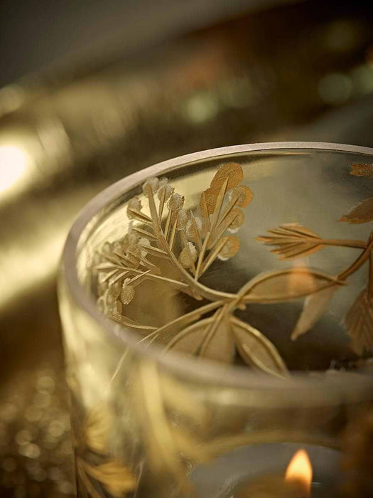 Hand Cut Golden Berry Tealight Holder - Small