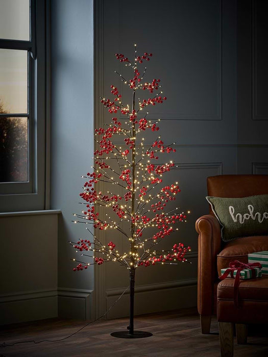 Indoor Outdoor Light Up LED Red Berry Tree