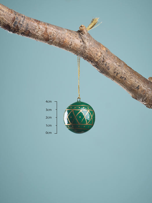Four Paper Mache Baubles - Green Mix