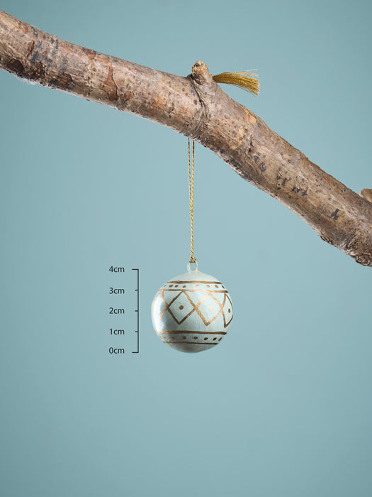 Four Paper Mache Baubles - Green Mix