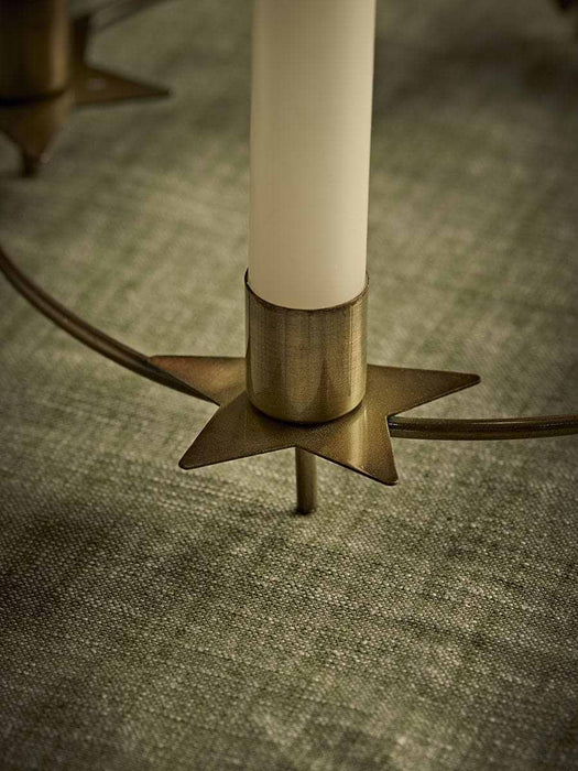 Antique Brass Round Candle Holder